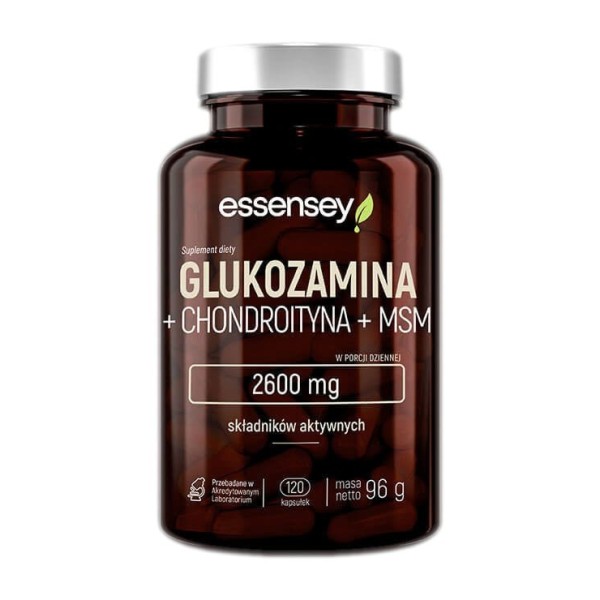 Glukozamina, Chondroityna i MSM - Siarka Organiczna 120kaps.